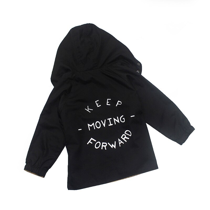 Moda Com Capuz Menino Crianças Primavera Meninos Carta do Dobro-lado Jaqueta Outwear Crianças Casaco Longo Roupas para Meninos Meninas