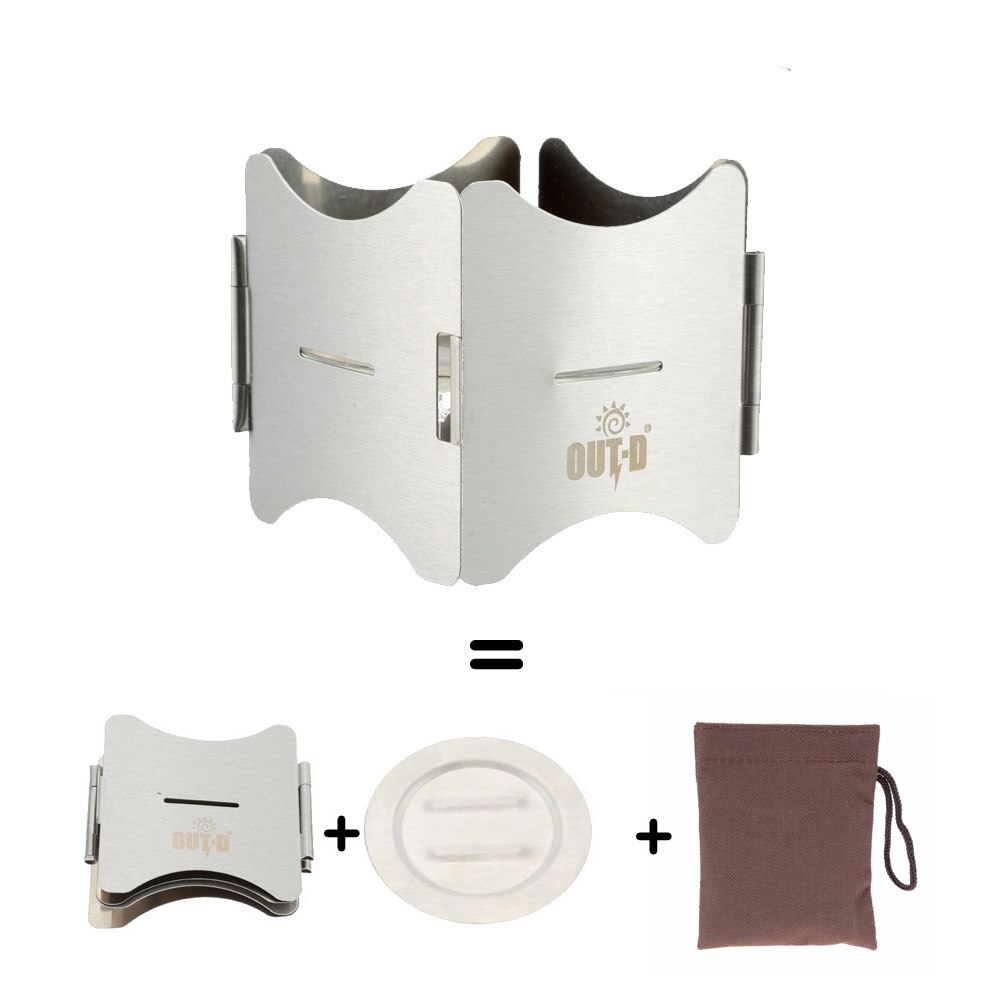 Portable Folding Stainless Steel Pot Stand with Tray Solid Fuel Stove Stand with Copper Alloy Alcohol Stove: No Alcohol Stove