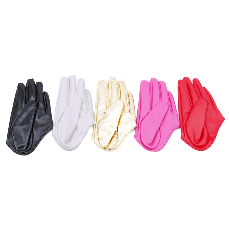 Women Gloves Casual Solid Color Glove Half Palm Faux Leather Pu Short Full Finger Gloves For Ladies