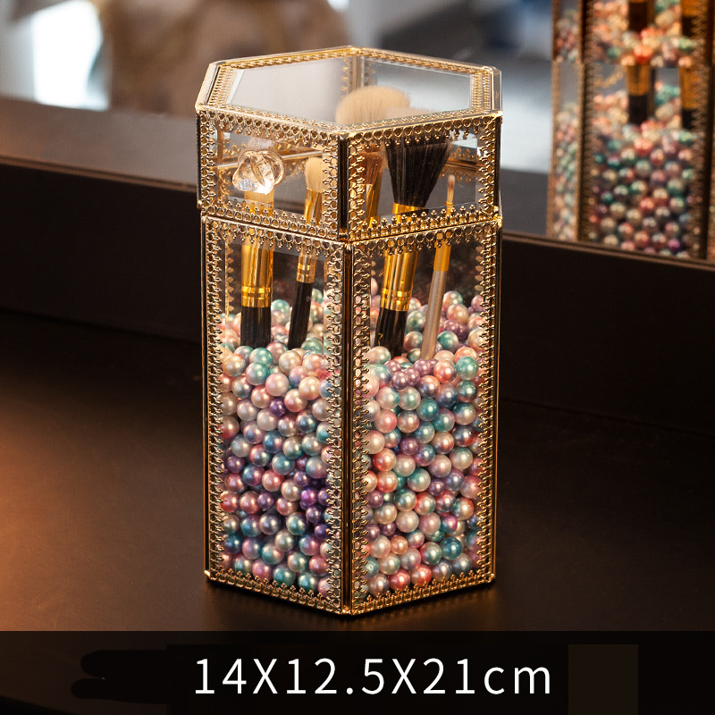 Opbergdoos Stofdicht Glas Opbergdoos Grote Capaciteit Lipstick Cosmetische Organizer Home Decoratie Make Container Opslag Lade: G