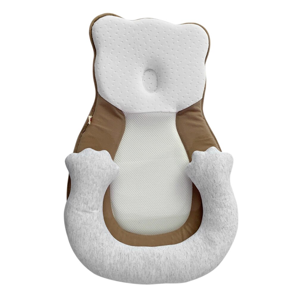 Baby Anti-Roll Kussen Pasgeboren Baby Slaap Positionering Pad Anti Roll Baby Head Vormgeven Kussens Infant Sleep Matras Voor baby Kids: Light Brown