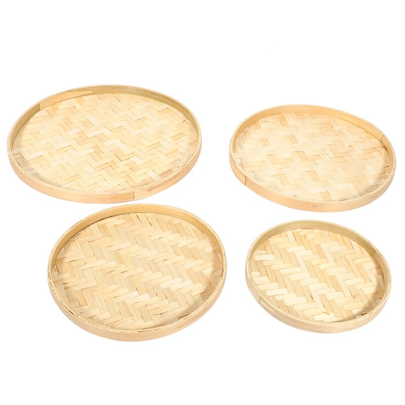 Handvävd bambusikt handmålad bambuflott dekorativ torkning bambustång hembutiksdekoration, fruktkorgar ,4- pack