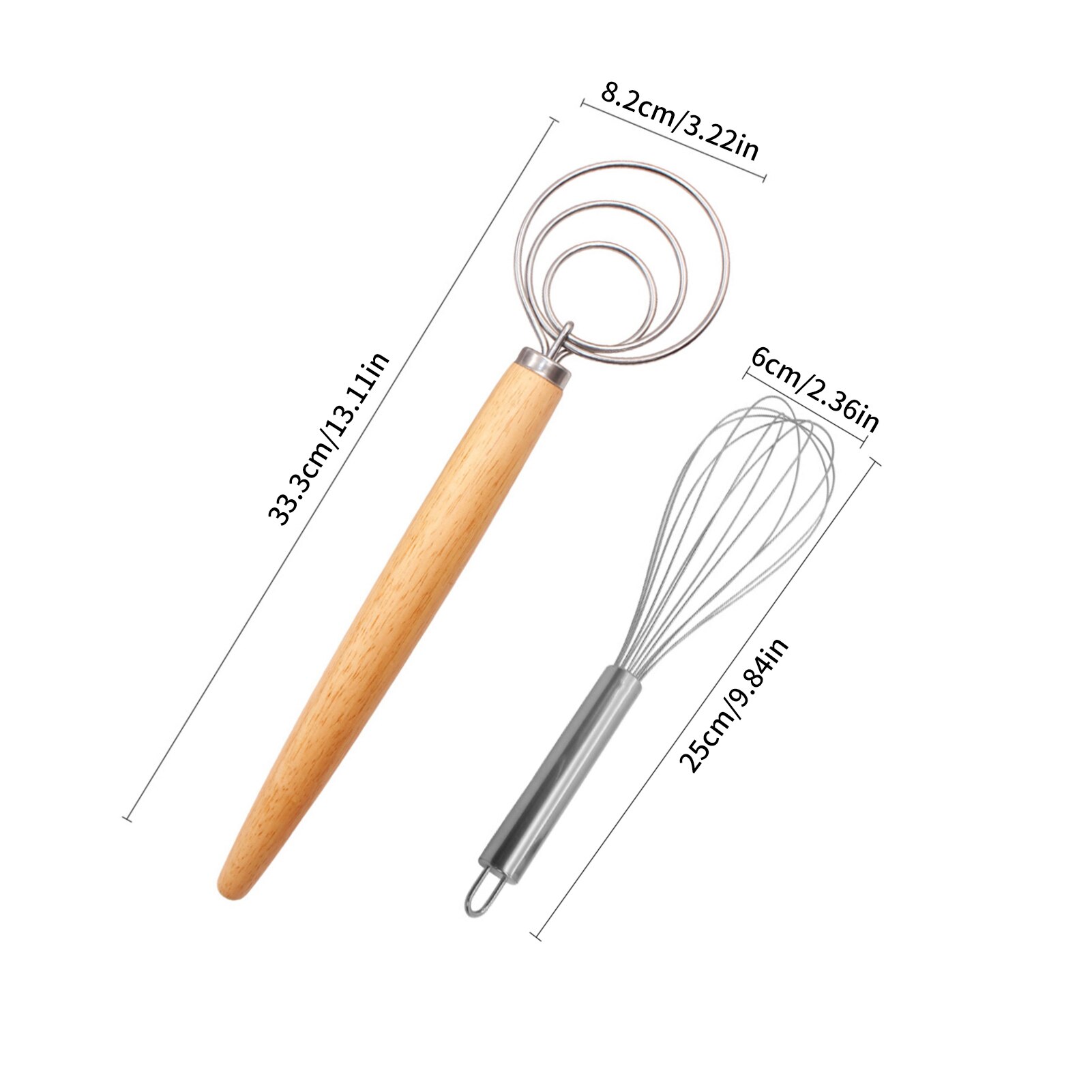 DIY Bread Making Tools Set Danish Dough Whisk+ Egg Beater Flour Coil Agitator Whisk Stick Oak Wood Handle Blender: F