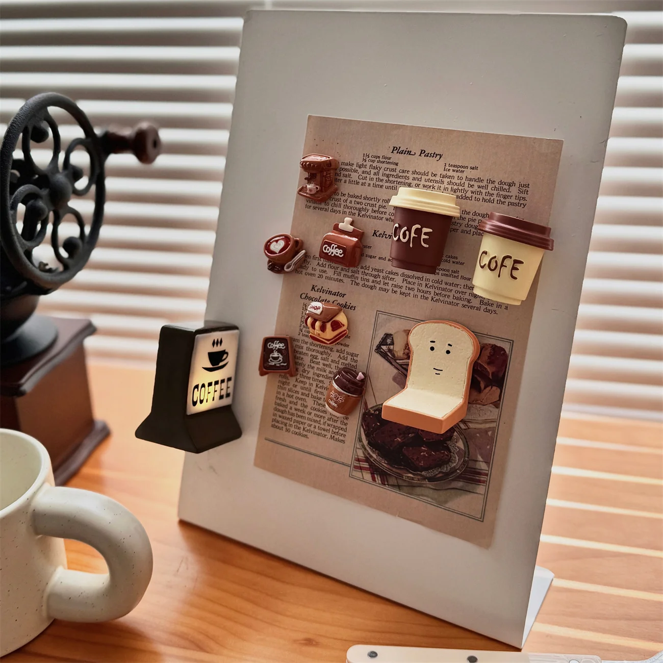 Magnetische Koelkast Stickers Koffieshop LED Lichtgevende Lichtbak Creatieve Supermarkt Decor Woondecoratie