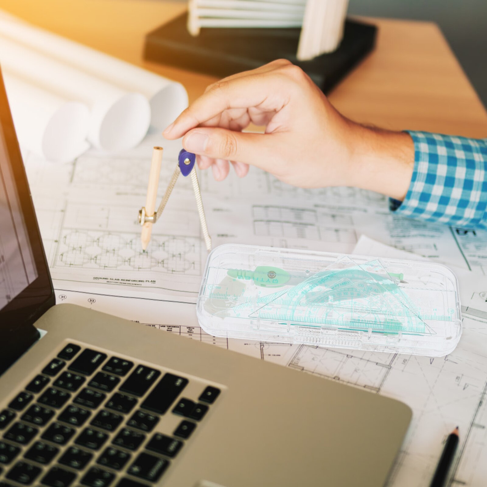 1 Set Circle Drawing Tools Geometry Precision Drawing Tools Ruler Protractor (Random Color)