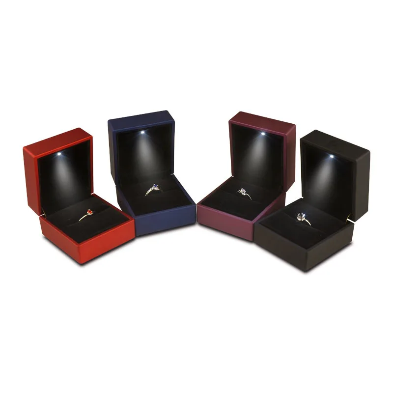 Sieradendoos LED-ringdoos voor trouwring Verlovingsringdoos Geschenkdoos Verpakking Showdozen met licht, doos voor sieradendisplay