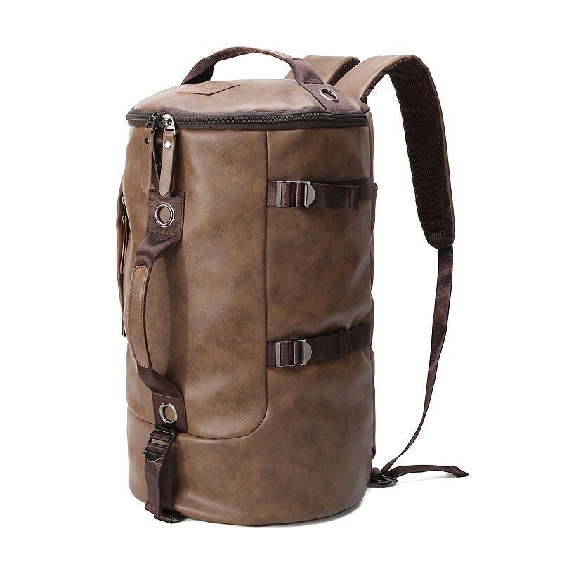 DIDE Men&#39;s Backpack Waterproof Laptop Backpacks Male Vintage Leather Backpack For Male Casual Travel Back Pack Schoolbag: PU Khaki