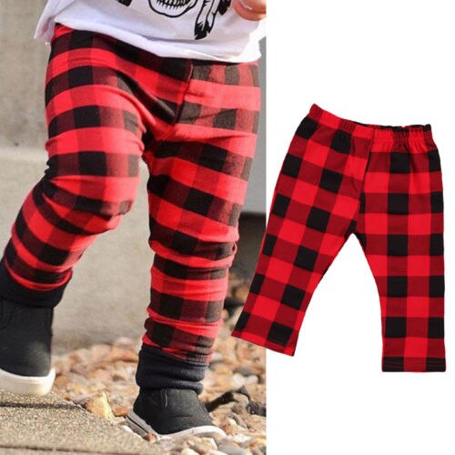 Forår efterår nyfødte bukser børn baby pige drenge afslappet røde plaid bukser leggings underdele tern tøj 0-3y