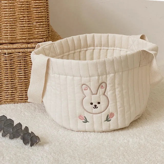 Babytaschen, niedlicher Bär, Stickerei, Wickeltasche, Caddie, Windelwagen, Aufbewahrung, Mutter, Umstandstasche für Neugeborene, Windeln, Spielzeug, Organizer: Blau