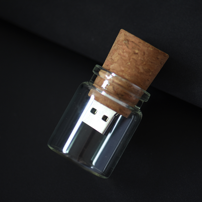 JASTER Glass Drift Bottle With Cork USB Flash Drive Transparent Pendrive 8GB 16GB 32GB 64GB 128GB Current Pen Drive