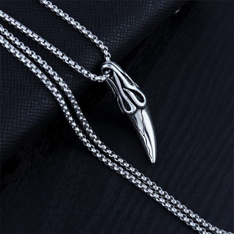 Punk Brave Men Wolf Tooth Pendant Necklaces Women Jewelry Amulet Pendant Chain