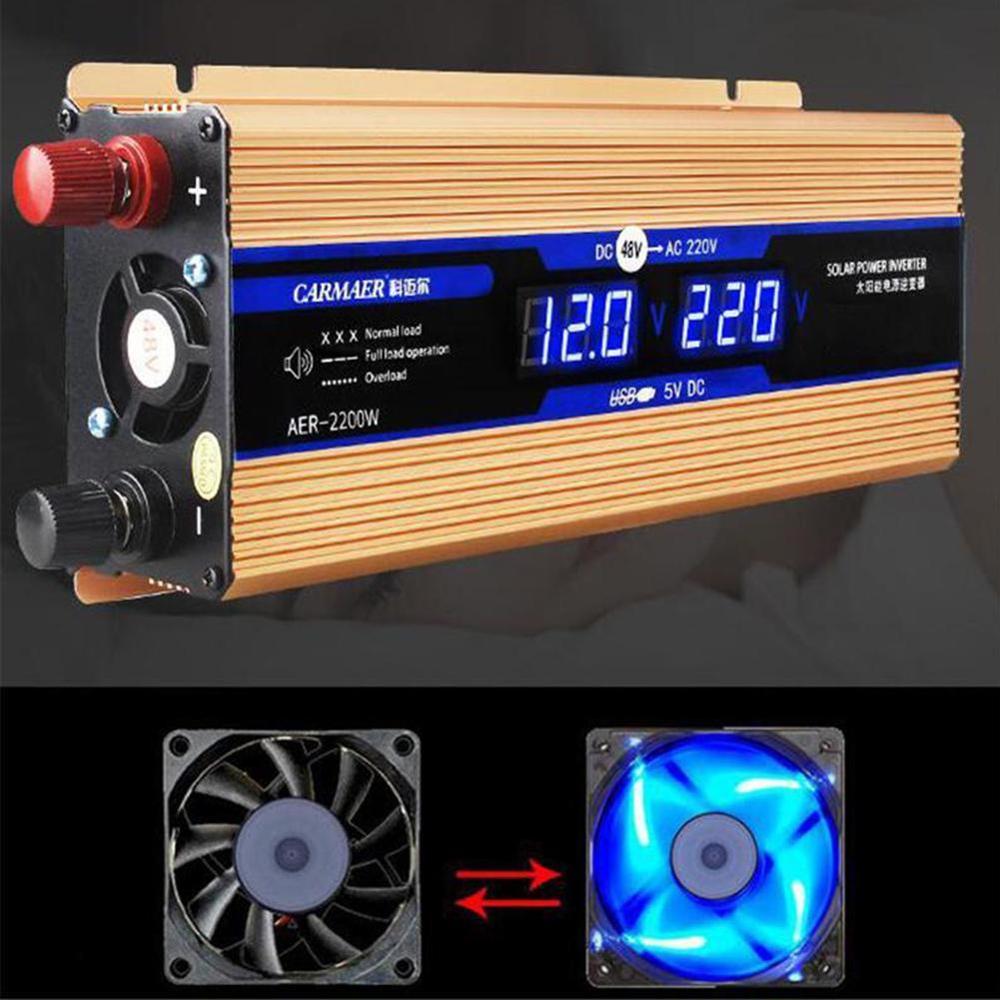 Auto Omvormer 12V 220V 2200W Pe Ak Auto Omvormer 12V Solar Black Stijl Transformator Inversor 220V Converter M7E1