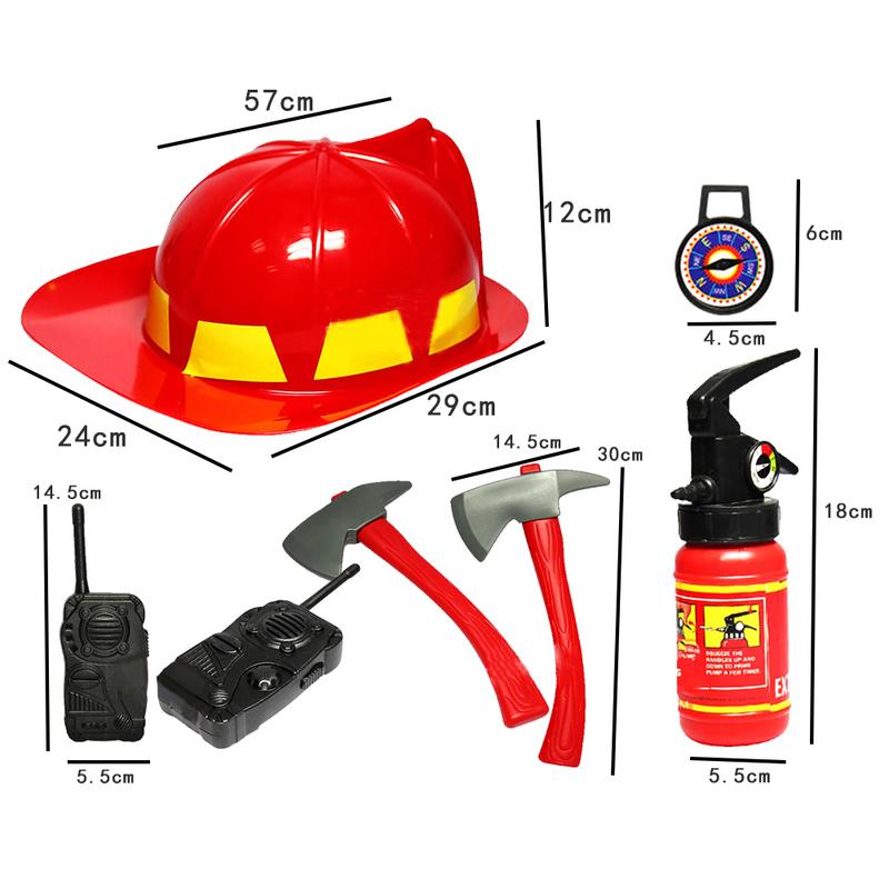 Boys Fireman Role Play House Playing Game Cosplay Fire Station Chief Costume Kids Children Costume Dress-Up Set (5PCS)