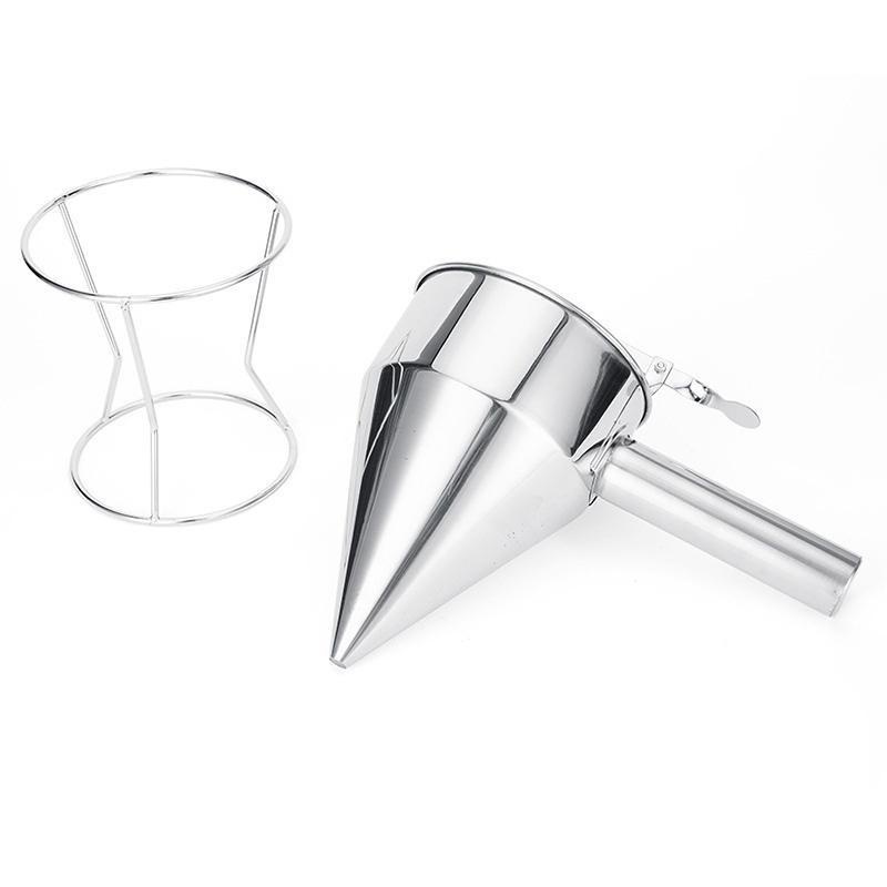 600/1200 ml Öleimer mit Halter Edelstahl Trichter Spender Cupcake Pfannkuchen Teig Octopus Ball Küche Backen Werkzeug