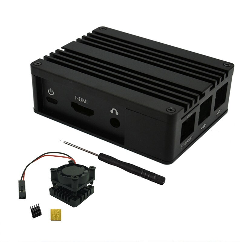 Raspberry pi 3/4 Model B aluminum black/silver case, with Fan Heatsink: PI3-Case-black