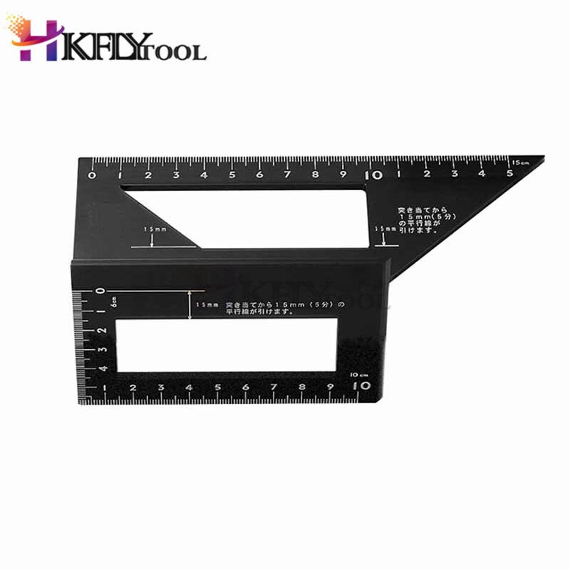 Japanse Aluminium 45 Graden 90 Graden Houtbewerking Multifunctionele Vierkante Gauge Hoek Gradenboog Over De Heerser: Aluminum -Black