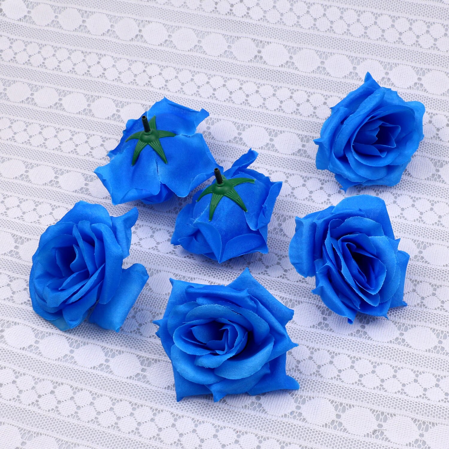 Dark purple Rose Flower Heads 10-Pack Artificial Roses Perfect for Wedding Decorations Baby Showers Crafts: blue