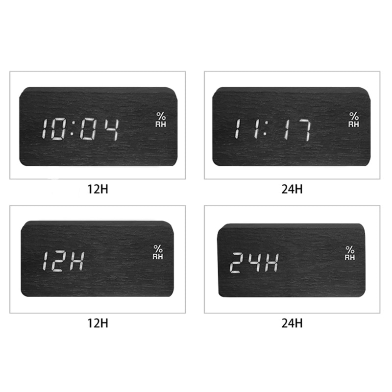Horloges de Table numériques de bureau | Horloge Led moderne, température humidité électronique