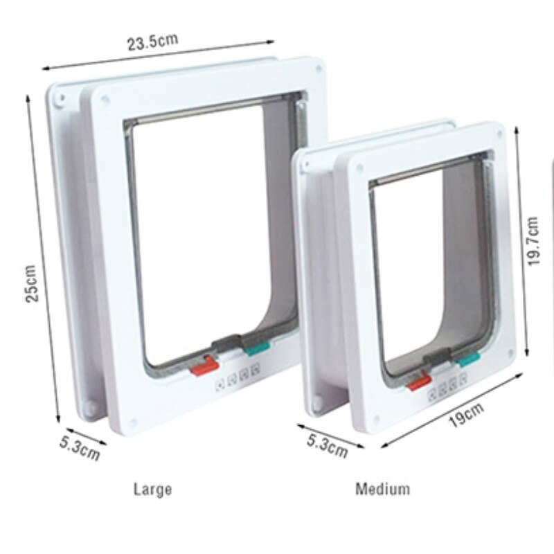 S/l/m kattelem med 4- vejs låsbar dør til katte sikkerhedsklap dør abs plastik låge til katte hvalpe hunde kæledyrsartikler