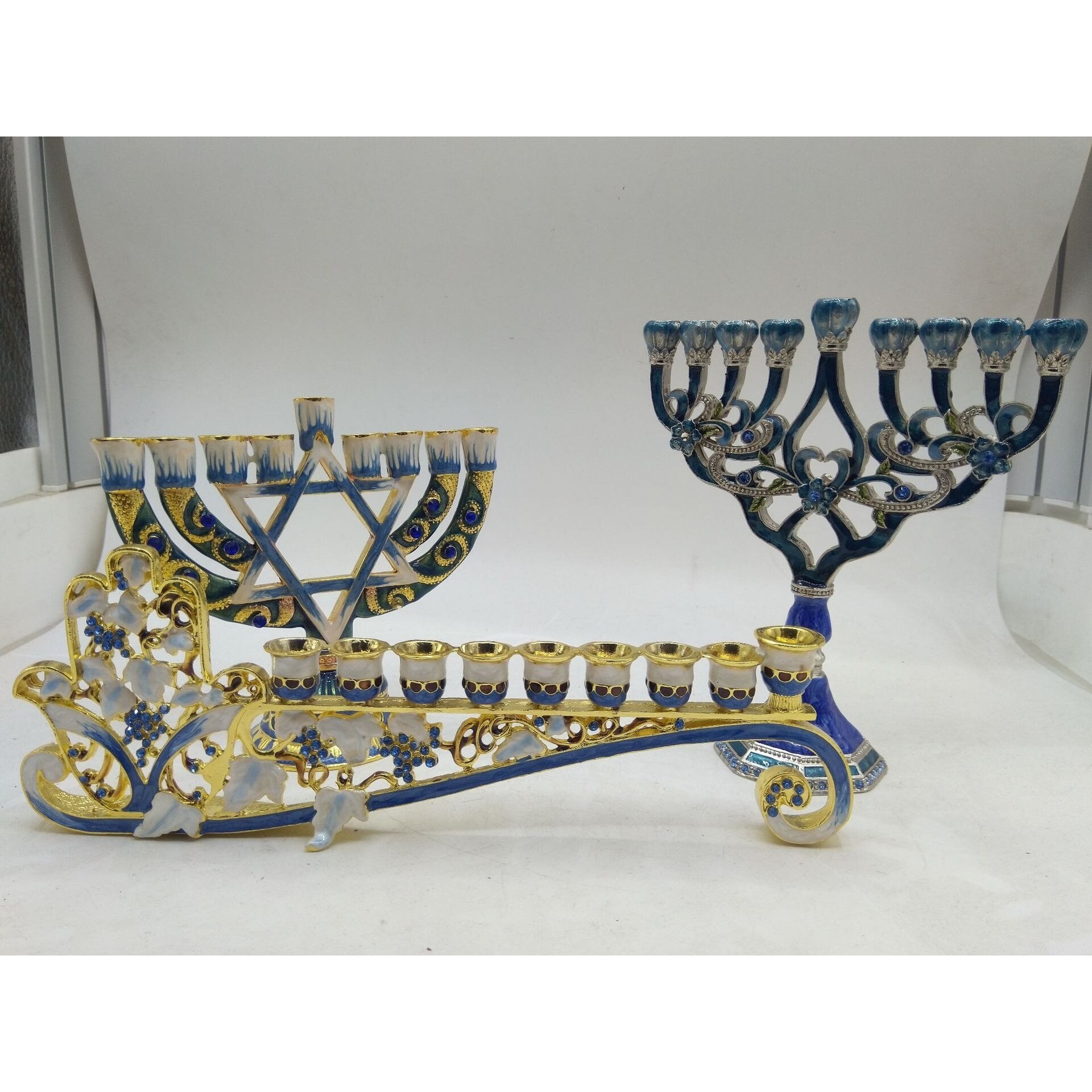 Chandelier jérusalem Menorah 9 Branches bougeoirs alliage décor à la maison Menorah