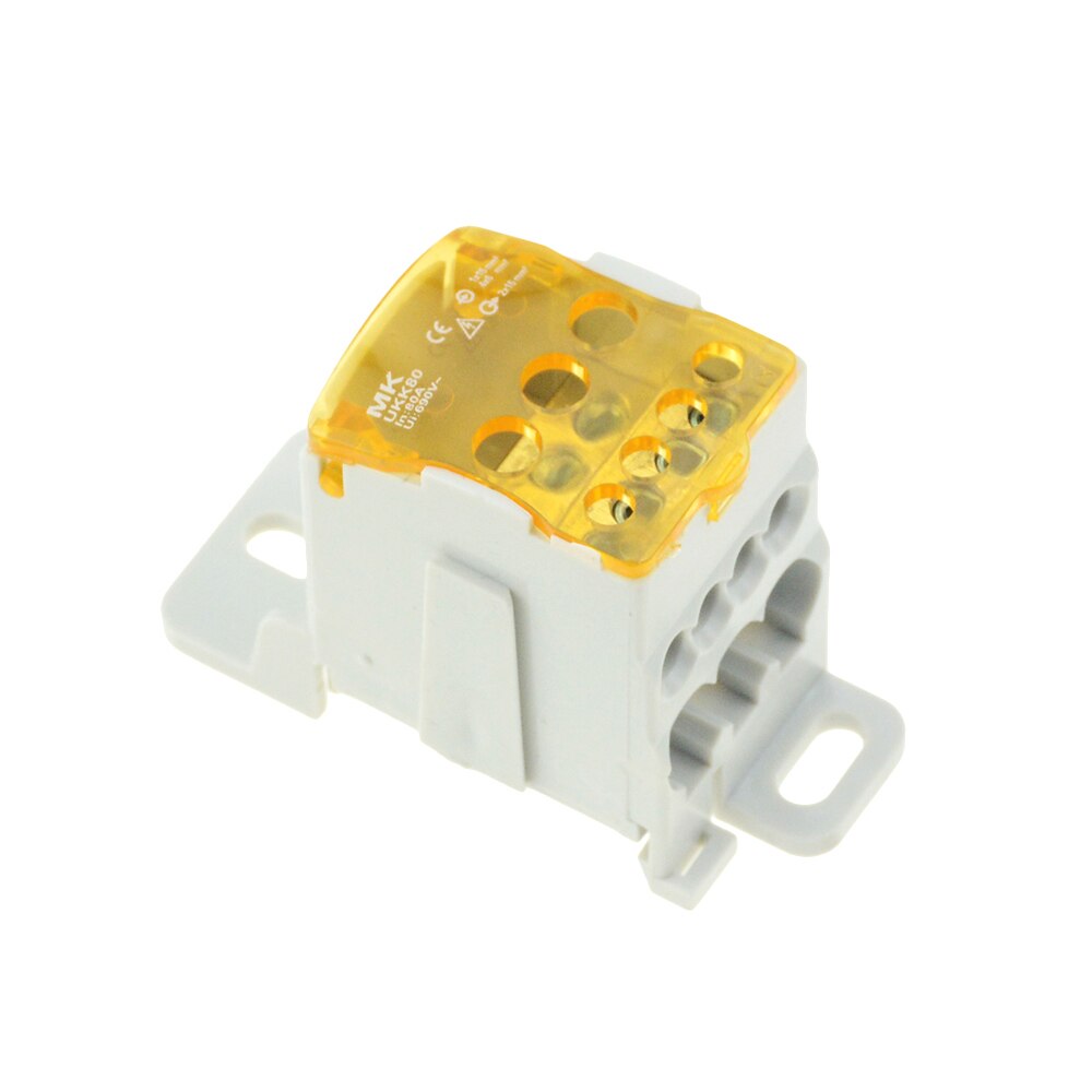 Color UKK80A Terminal Block 1 in many Out Din Rail distribution Box Universal Electric Wire Connector IN 80A UI 690V 1000V AC/DC: Yellow