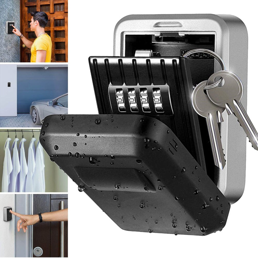 Key Lock Box with Waterproof Case Wall Mount Metal Password Box for Home Business Realtors @M23