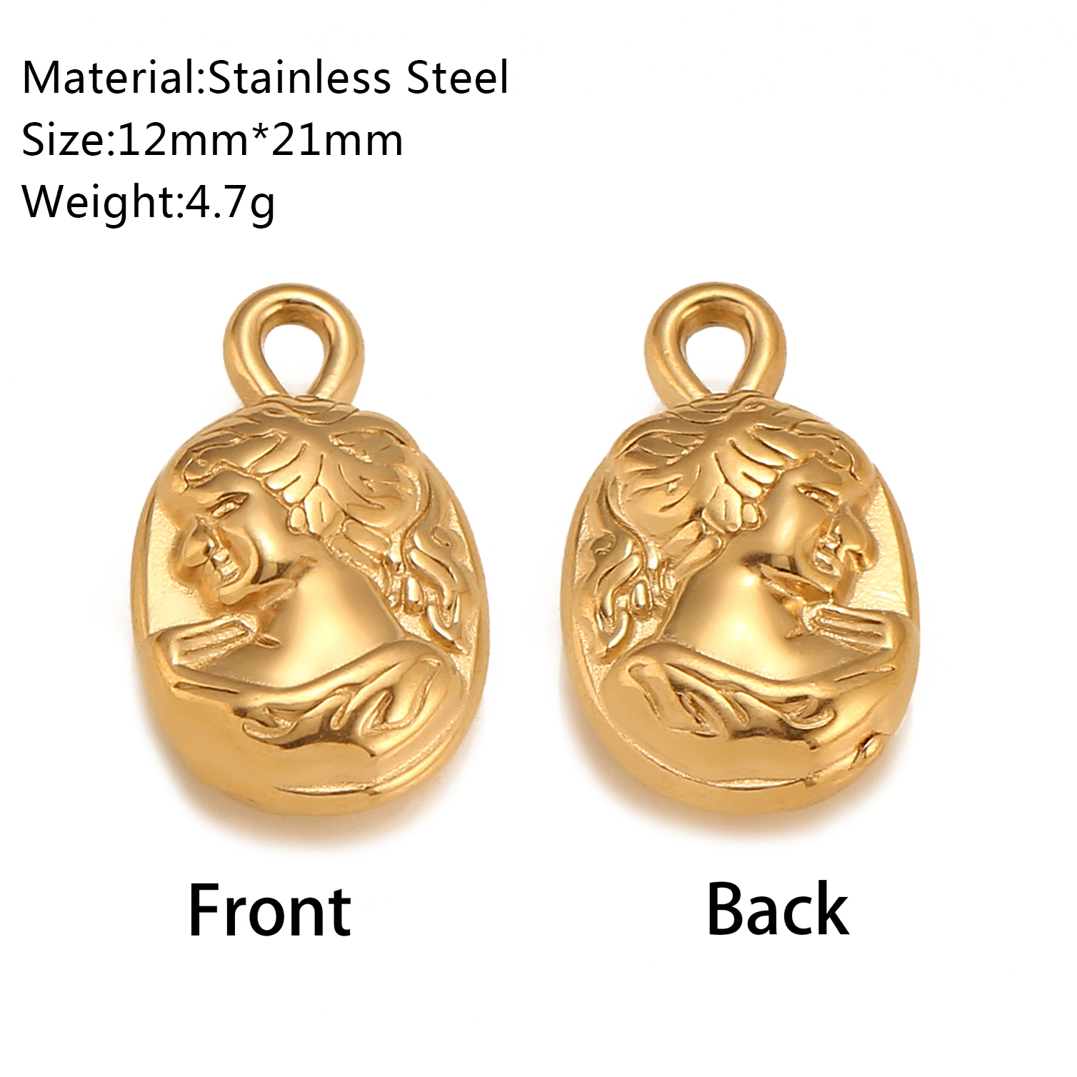 3 pezzi di ciondoli a forma di cuore/c lucchetto/trefoglio in acciaio inossidabile con simbolo della mano d'amore, non sbiadiscono, collana fai da te, braccialetto, creazione di gioielli: Oro antico placcato