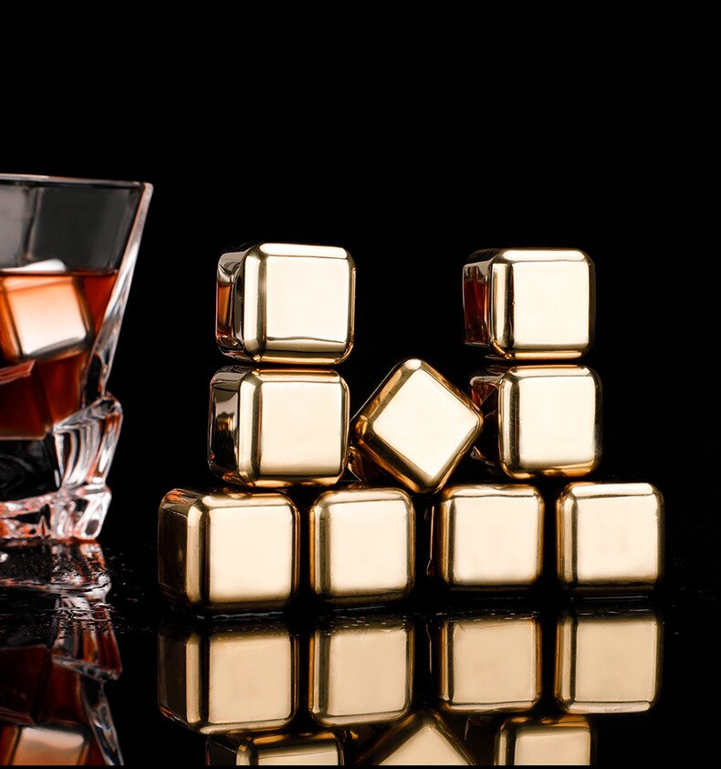 Stainless Steel Ice Cubes Reusable Chilling Stones For Whiskey Wine Dutch Coffee Cooler Tools