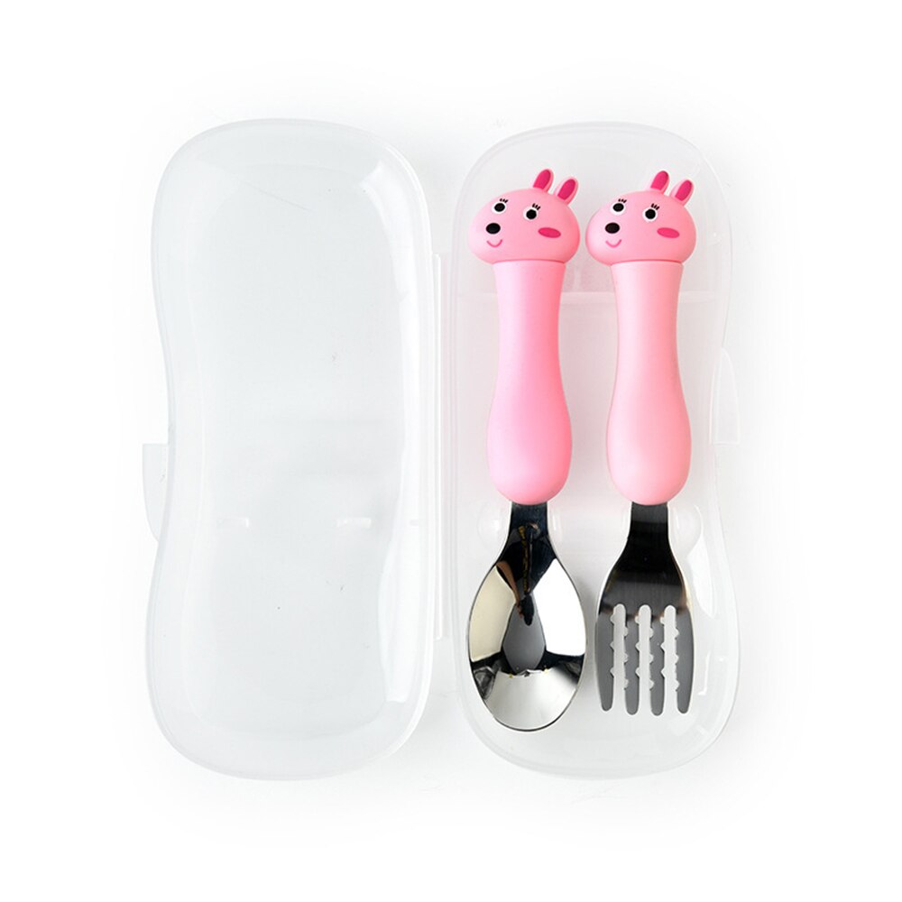 Kids Lepel En Vork Set Baby Gadgets Servies Set Baby Gadgets Feedkid Kinderen Rvs Bestek Voor Kinderen Servies: Rabbit