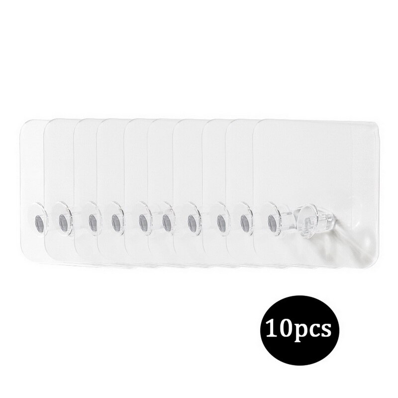 Plastic Transparent Paste Strong Paste sticker Hook For Home Bathroom kitchen Key Towel Hanger Holder: 10PCS