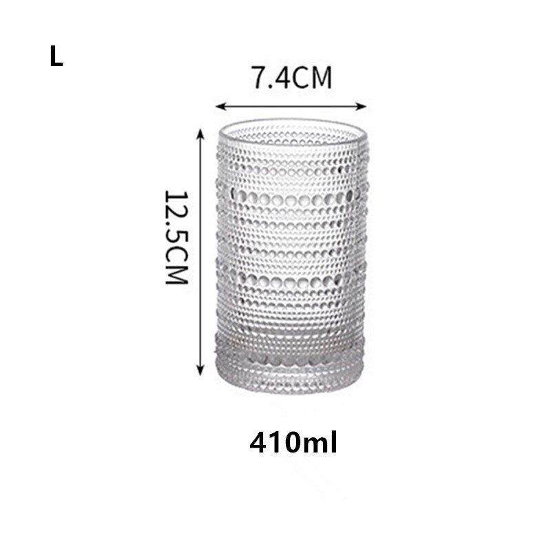 Embossed Bead Glass Cup Heat Resistant Old Fashioned Glass for Juice Water Wine Transparent Drinkware for Home Bar: 410ML