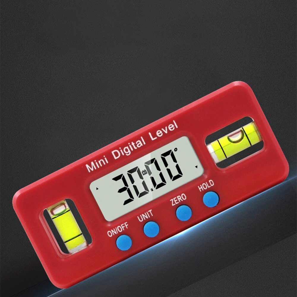 1pcs Mini Digital Protractor Inclinometer Magnetic Angle Finder Level Gauge ABS red LCD Display Digital Level Box Measuring tool