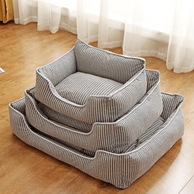 Luksus katte hunde liggestole sofaer stribet kæledyr sofa aftagelige madras tæpper anti fugt vaskbare kæledyr produkter til alle årstider: Luksus grå / S