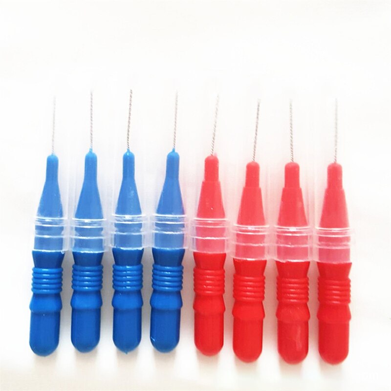 50PCS Mini Teeth Cleaning Floss Steel Nylon Interdental Brush Care Toothpick Handle Tools Random Tooth Plastic Dental A9E5