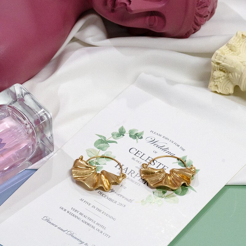 Fan Metal Earrings for Women Jewelry dangle Earrings Bohemia White/Golden fans Earring