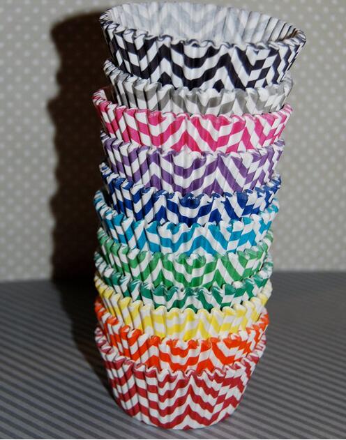 400 Yellow & Gray Chevron Cupcake Liners, Wedding Polka Dot Cupcake Liners, ColorBlock GREASE RESISTANT Liners