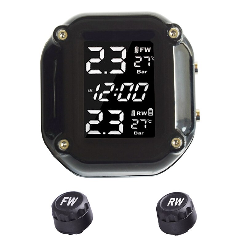Motorcycle TPMS Motor Tire Pressure Tyre Temperature Monitoring Portable Motorcycle TPMS Monitoring System USB Solar Charging