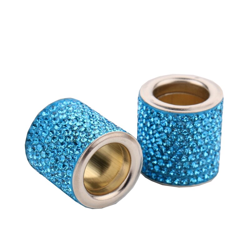 Reposacabezas de cristal Universal para asiento de coche, collares de anillo de decoración, dijes de diamantes brillantes, accesorios de Interior de coche para mujeres y niñas: 2pcs blue