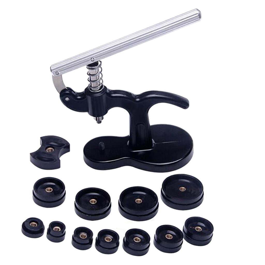13Pcs Horloge Case Dichter Horloge Press Kit Voor Close Snap Off Horloge Back Cover: Black