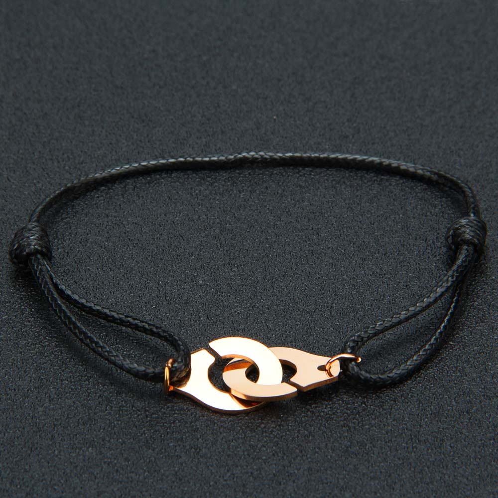 ZG Handcuff Rope Bracelet For Women Mens Bracelets Stainless Steel couple bracelet Jewelry: rose gold