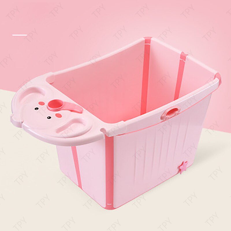 Baignoire pliable verticale grand espace baignoire pliable bassin de douche avec baignoire amovible adapté aux bébés de 0-6 ans: Rose