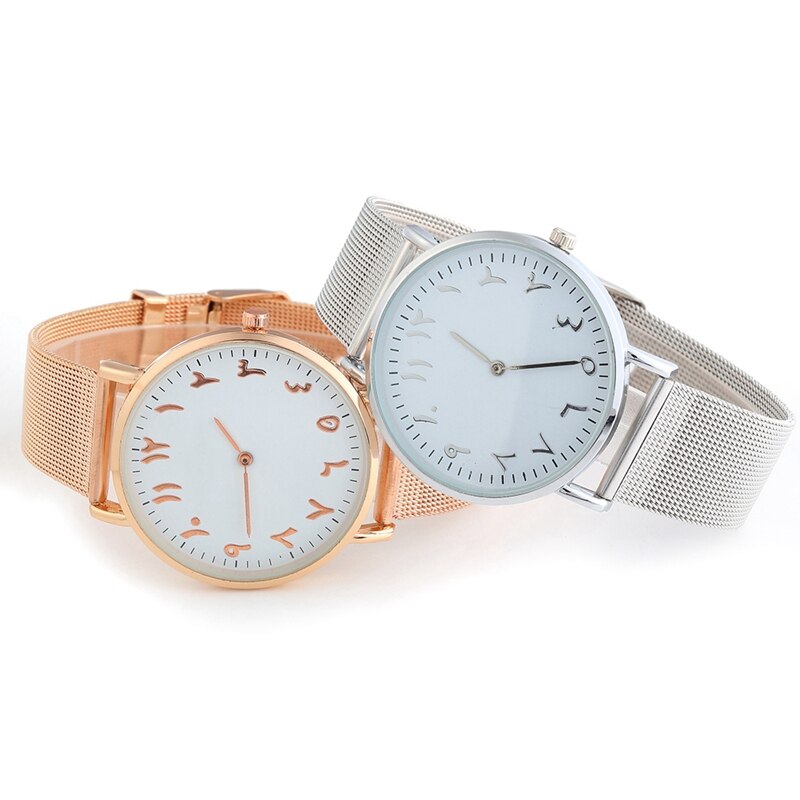 Silver color Arabic Numbers Watch Casual Women Alloy Quartz Wristwatches