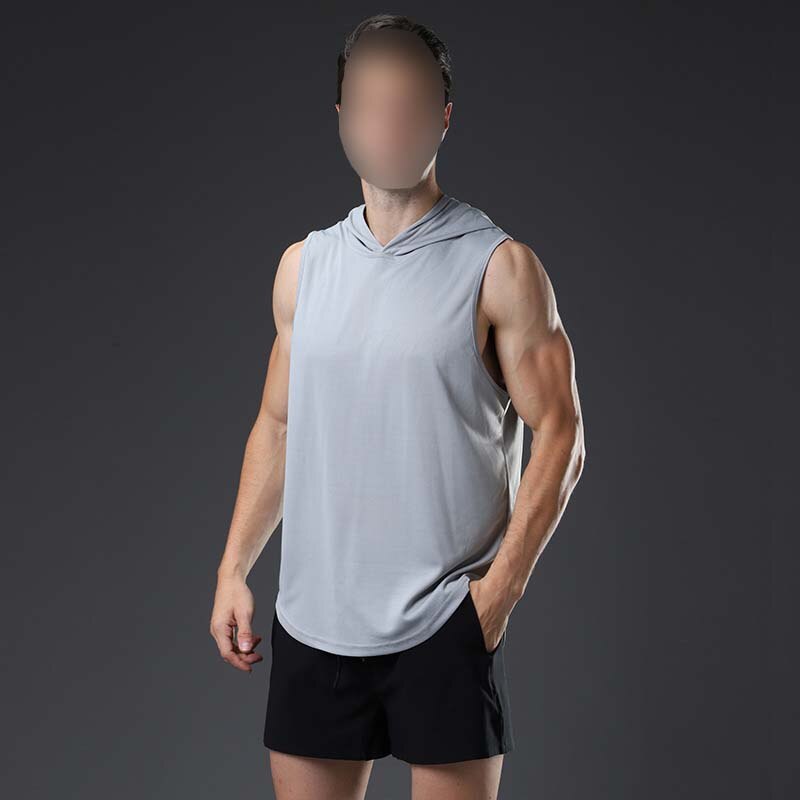 Sport Vest Mannen Zomer Sneldrogende Losse Fitness Fietsen Basketbal Training Hooded Fitness Vest