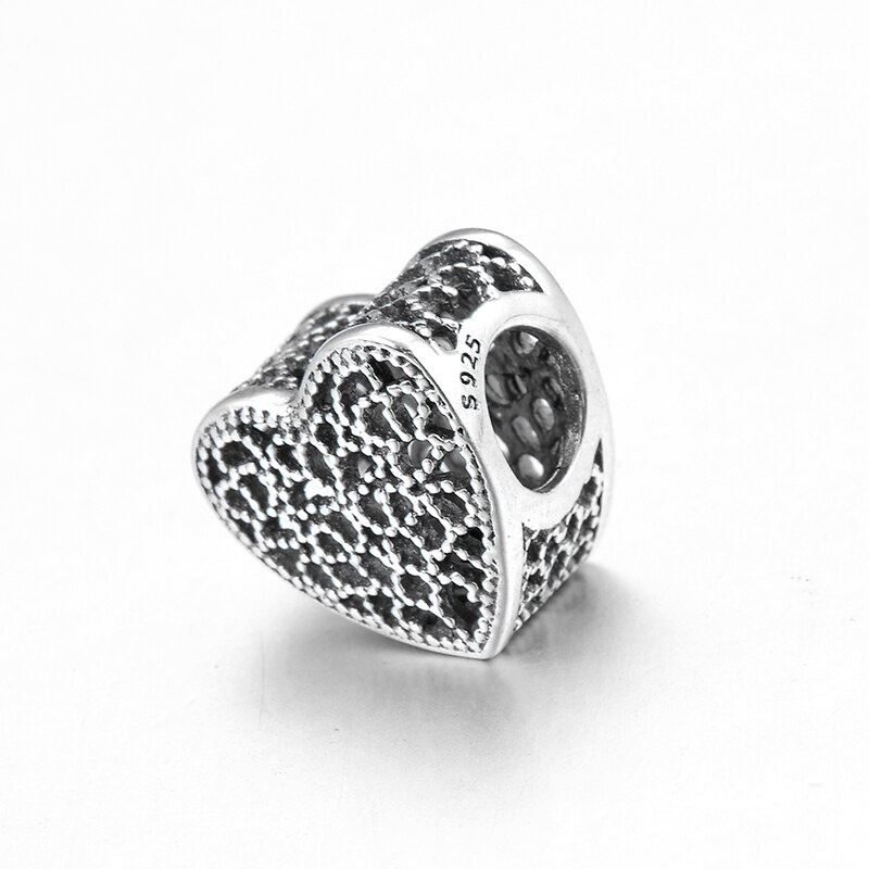 925 Sterling Silver Hollow out Heart Charms fine beads for Jewelry making Fit Original European Bracelet Women Jewelry