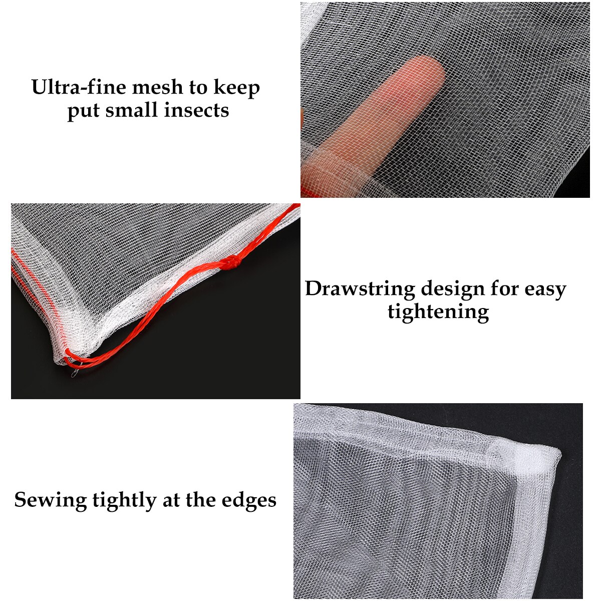 Reusable Plant Fruit Protect Net Bag With Drawstring Netting Barrier Bag Garden to Against Insects Pest Bird Mosquito ect
