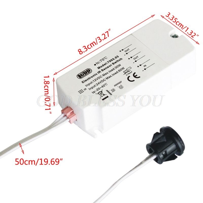 Dc 12V Ir Sensor Switch 40W Infrarood Licht Schakelaar Voor Led Strips Motion Wave 5Cm