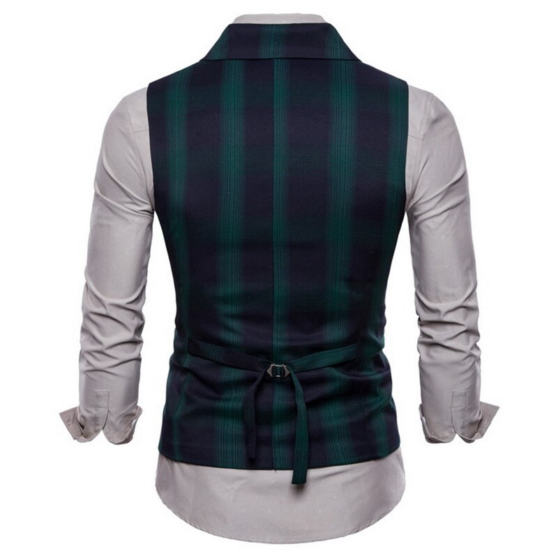 Frühling Und Herbst herren Anzug Zweireiher Plaid Weste Britischen Wind Doppel Tasche Revers Große Größe männer Weste
