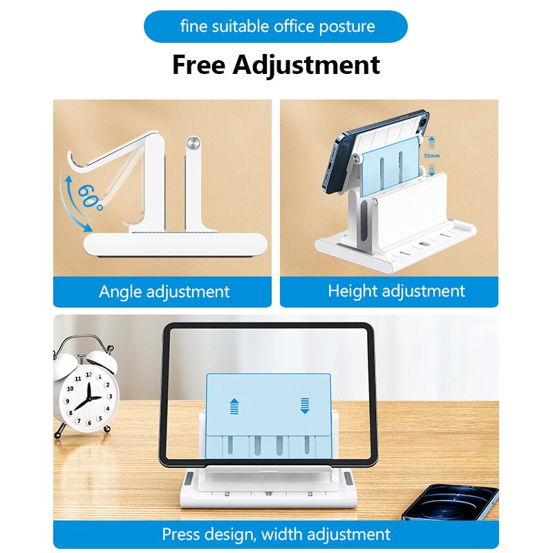 Verticale Verstelbare Laptop Stand Draagbare Notebook Mount Ondersteuning Base Houder Voor Macbook Air Pro Ipad Met Telefoon Tablet Houder