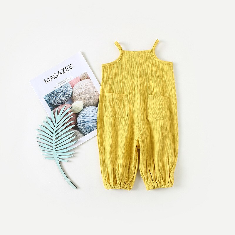 Salopette en coton pour enfants | Salopette colorée, couleur unie, pantalon à bretelles, pour bébés garçons et filles, pantalon décontracté et ample, printemps automne: yellow / 6M
