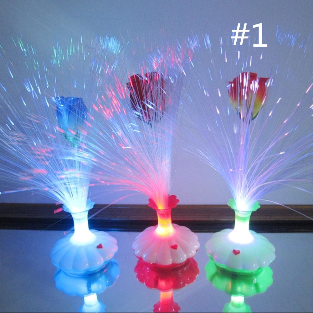 LED Glasvezel Lamp Bloem Lelie Vaas Nachtlampje Decoratie Kleurrijke